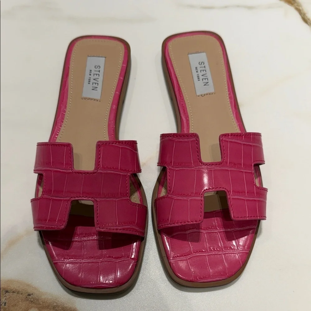 Steven Fuchsia Slide Sandals for Women